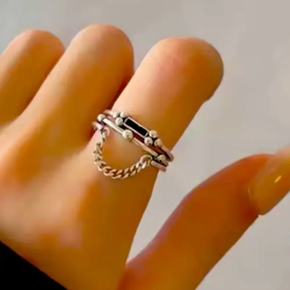 The mini chain adjustable ring in 925 silver